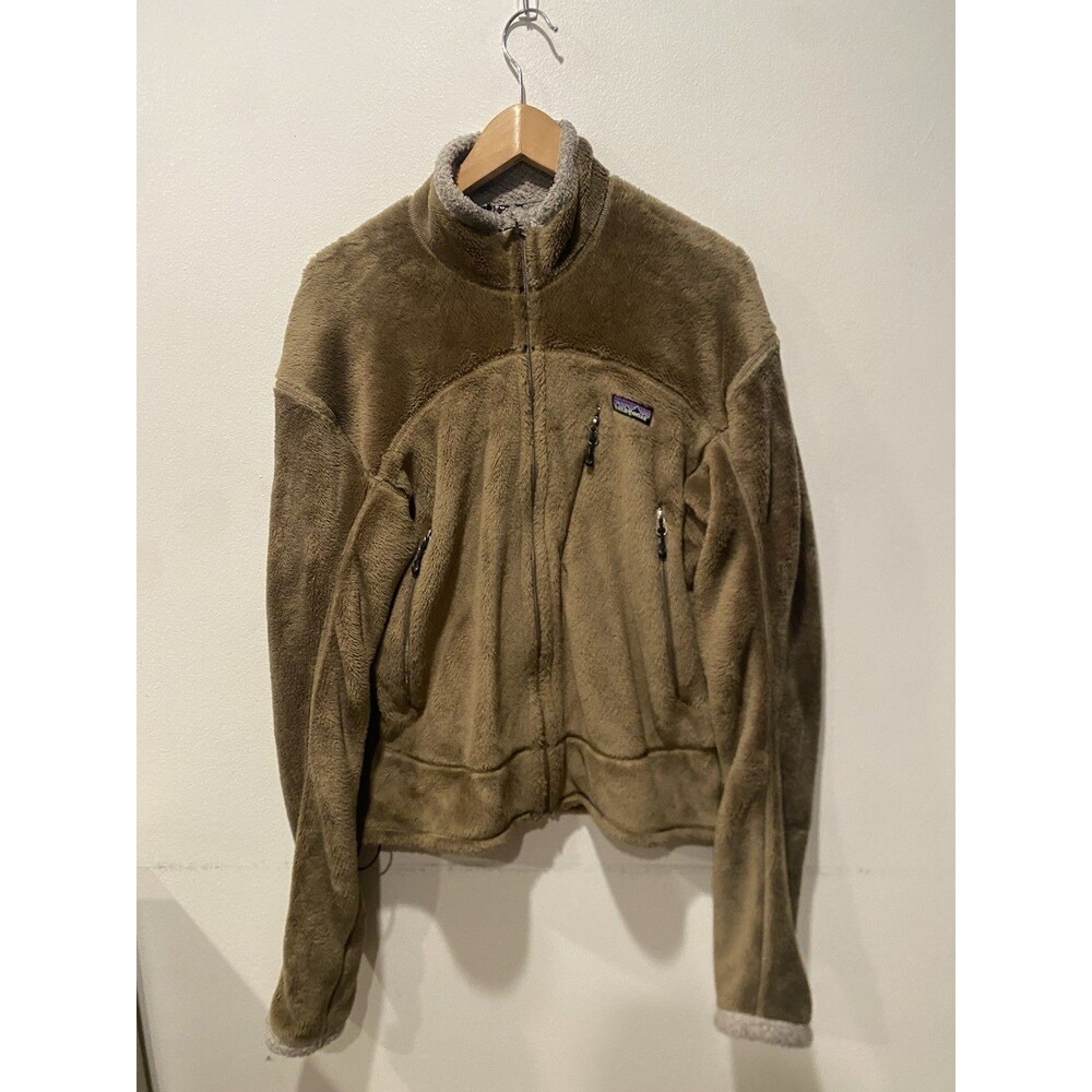 Patagonia Vtg Mens Sz L Full Zip R4 Regulator Polartec Green/Brown Fleece Jacket